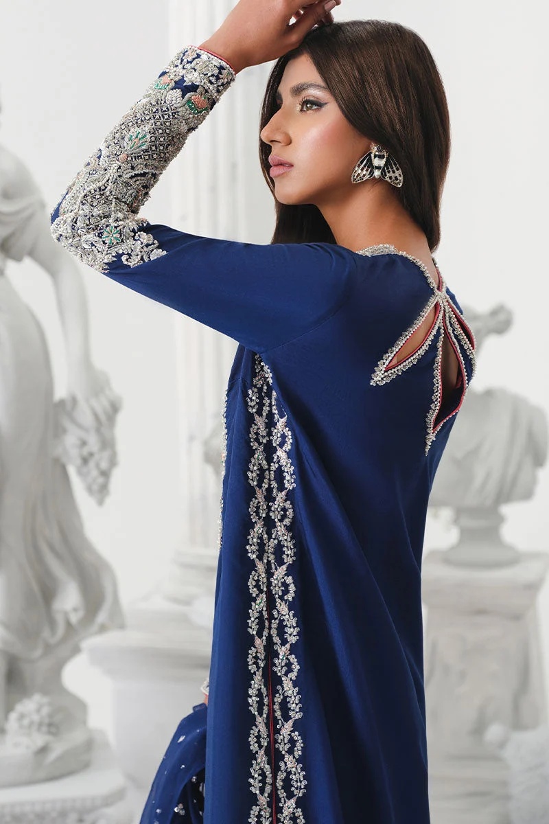 KHAKAA - ASTRAL pakistani fashion outfit in pink, blue, silver tones.